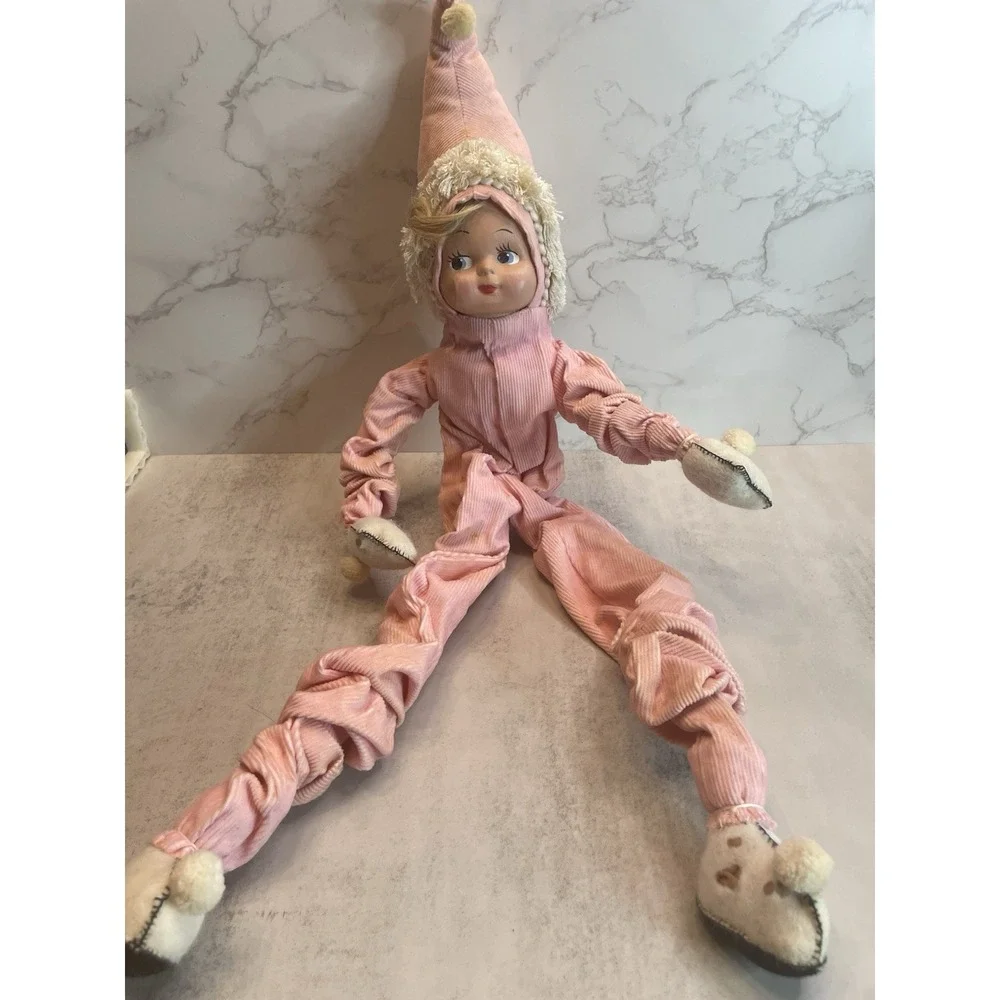 Vintage Pink Plastic Face Bendable Pixie Girl Doll 22" - Picture 2 of 12
